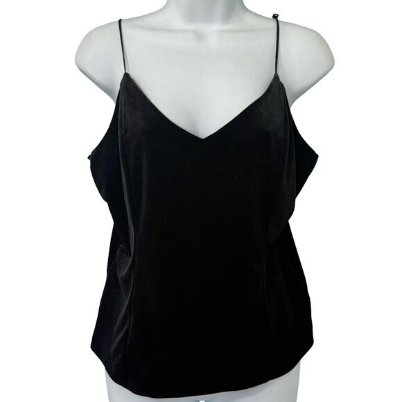 Banana Republic Black Velvet Spaghetti Strap Tank Top Camisole size M NEW Tags - Picture 1 of 9